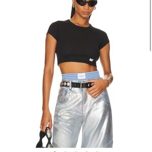 Alexander Wang Black Ribbed Crop Top